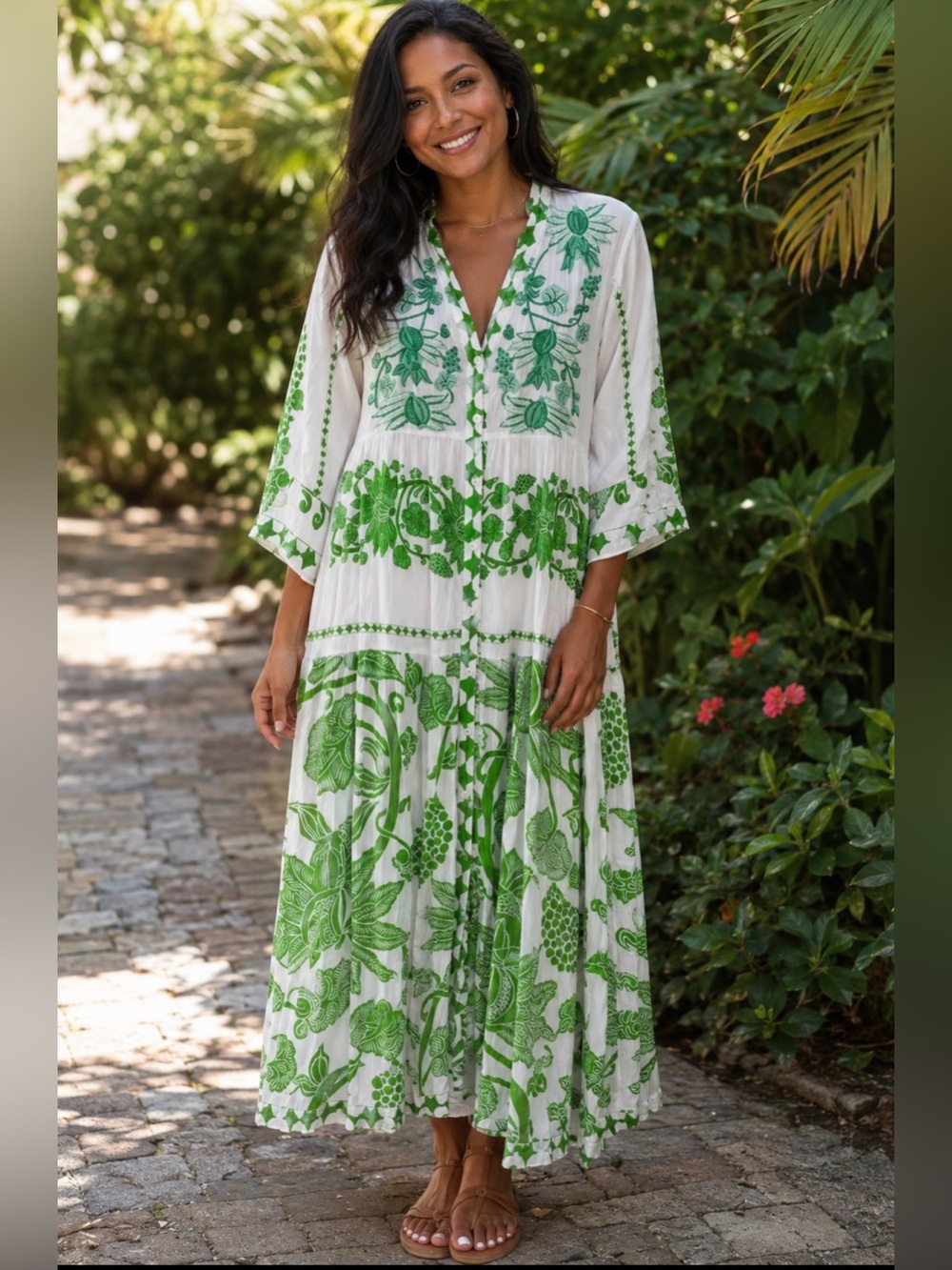 Rene Derhy Size Large Boho Floral embroidered Detailing maxi midi